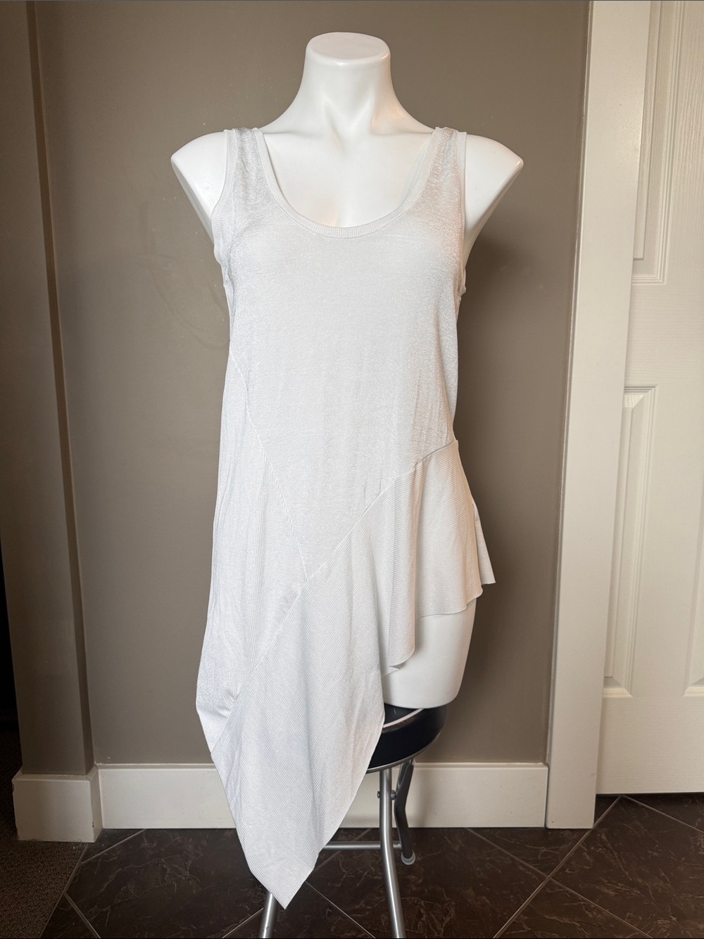 Zara White Asymmetric Sleeveless Tunic